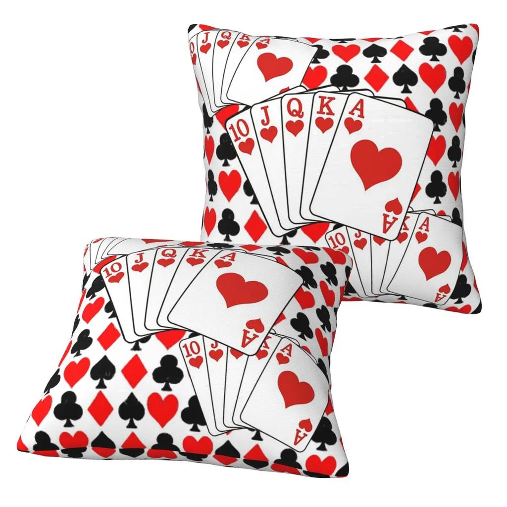 Casino Nights Red Queen Of Hearts 2 Pcs Square Pillowcase Pillow Cover Cushion Zip Decorative Comfort Throw Pillow For Home Car