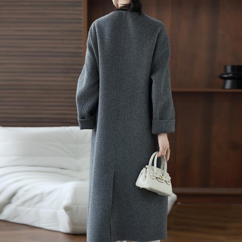 Женское пальто из 100% шерсти TIDENOVEL Осеннее шерстяное длинное пальто Ручной работы Пальто-бушлат Зимняя теплая шерстяная длинная куртка Пальто