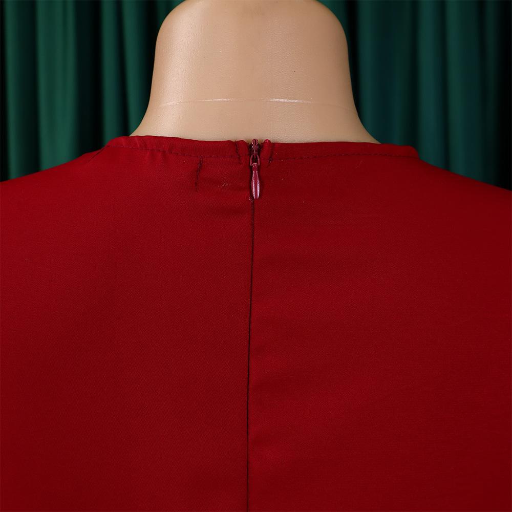 YYFS Women's Fashion Spring Fall Solid Color Print Long Sleeve O-Neck High Waist Casual Dresses