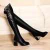 Autumn and Winter Lace Over-the-knee Boots Women's Stretch Boots High-heeled Plus Velvet Warm Boots