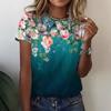 Женская повседневная футболка с круглым вырезом и короткими рукавами с 3D-принтом в виде цветка и растения
