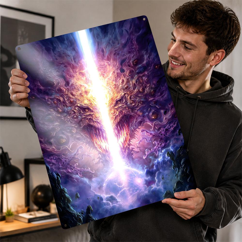 Fantasy Horror Beam D Texture Metal Poster Customized Wall Art Tin Sign Gift for Mancave Decoration Room Ornaments Funny Signs