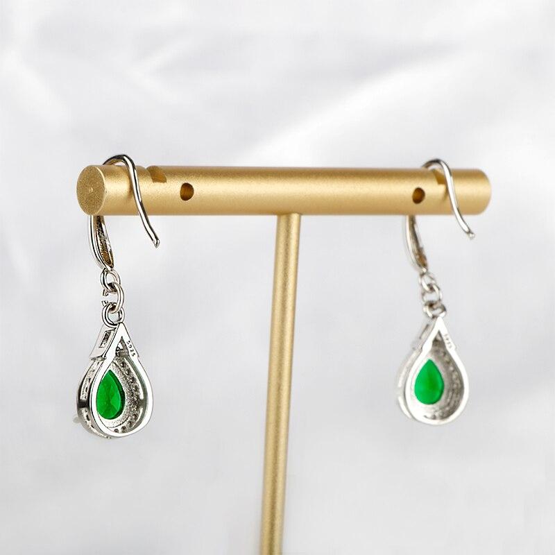 POMOiii Classic Copper Alloy Earrings For Women Green Zircon Fashion Ear Drop Female Gifts Engagement Jewelry