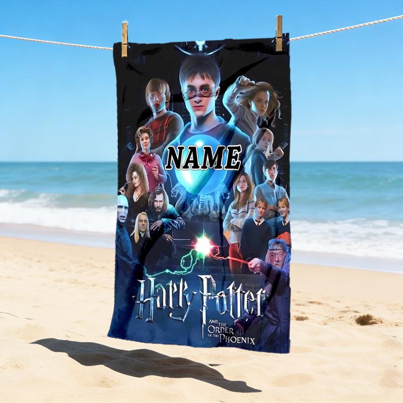 Custom Name Magic Castle Stylish Digital Printing Beach Towel Quick‑Drying Absorbent Blanket for Beach Pool Gym Travel