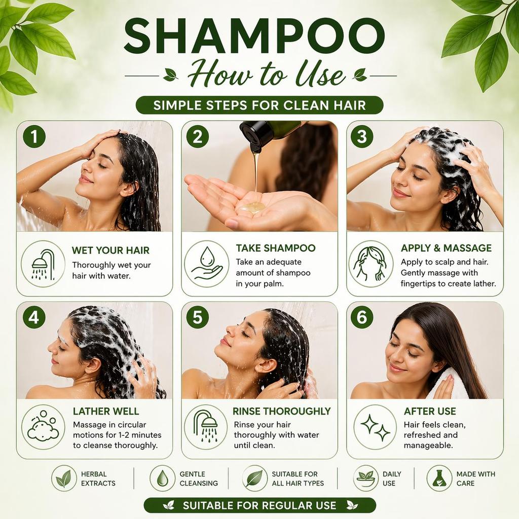 Herbal Hair Shampoo – Gentle Cleansing Formula with Plant Extracts For All Hair Types (100ml)