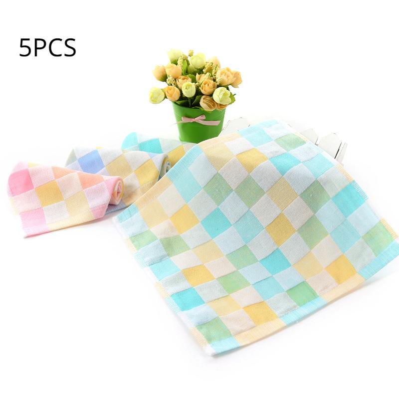 Один набор из 5 хлопковых мягких полотенец для новорожденных, детское полотенце для лица, носовой платок, мочалка для купания, кормления, салфетка для вытирания отрыжки