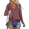 Autumn Winter New Women Casual Solid Color V-Neck T-Shirt Long Sleeve Pullover Knitted Female Fashion Tops