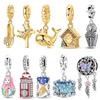 Медные Шармы Бусины Золотой Крест Корона Кит Кукушка Часы Подвеска Подходит Оригинальный Браслет Ожерелье Женские Украшения Сделай сам Подарки