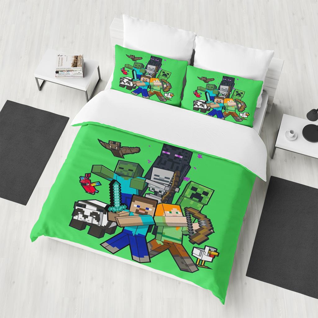 M-Minecraft 100% Полиэстер Аниме Принт Постельное Белье Пододеяльник Королевский Хлопок Милый Принт Мультфильм Чехол на Одеяло