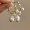 Vintage Special-Shaped Faux Pearl C Design Earrings Suitable For Women