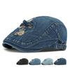Denim Hat Women Printed Beret British Vintage Peaked Cap