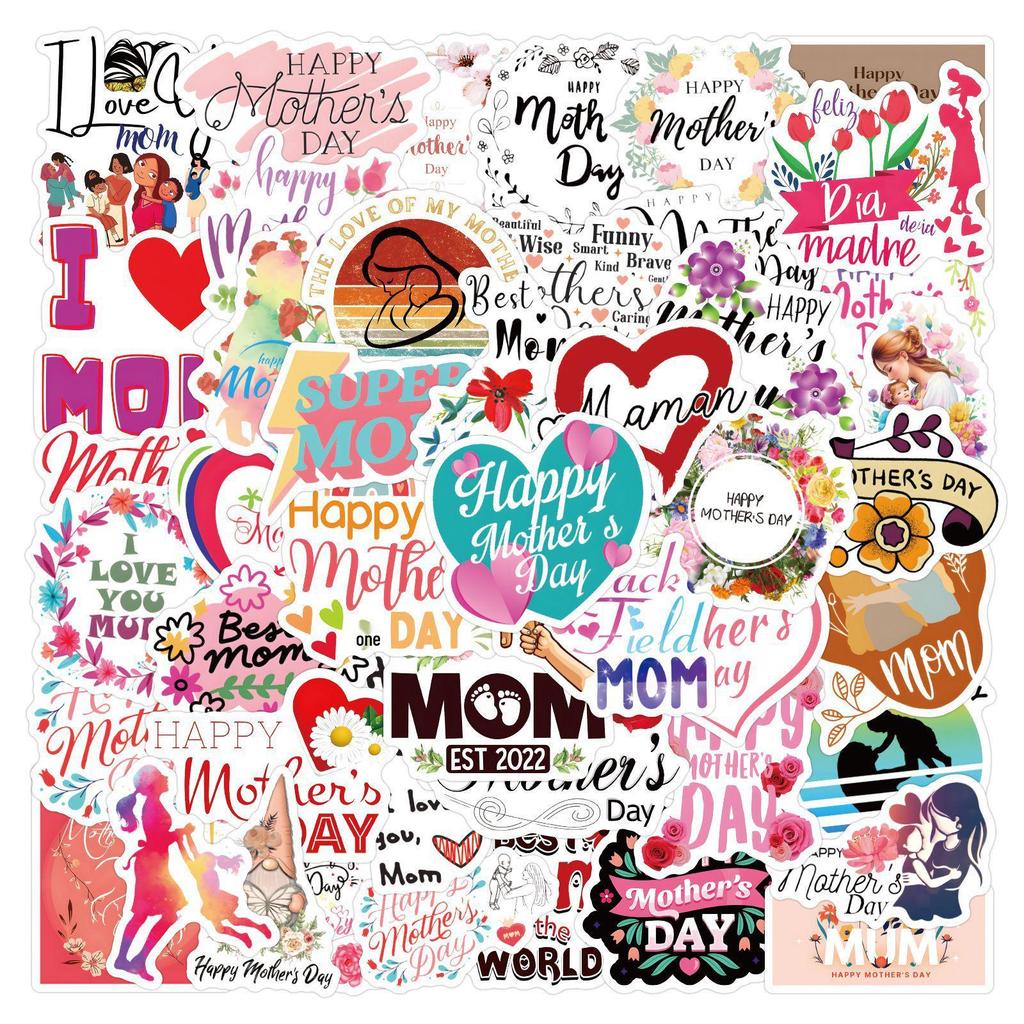 55 Mother's Day Graffiti Stickers for Notebook, Luggage, and Planner Decoration