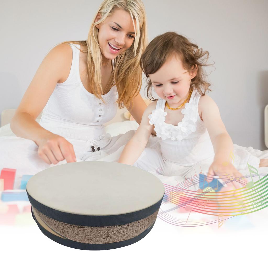 10 Inch Ocean Drum Wooden Handheld Sea Wave Drum Percussion Instrument Gentle Sea Sound Musical Toy Gift for Kids
