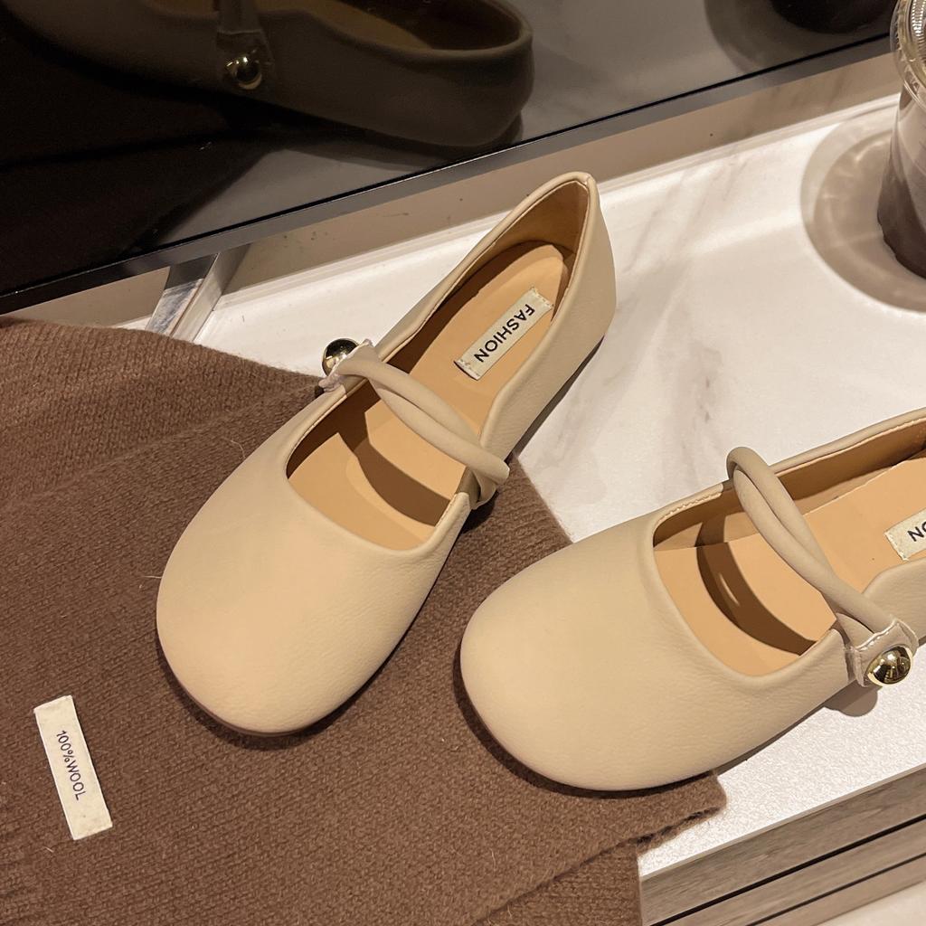 Flat Mary Jane Shoes 2025 New Spring and Summer One-pedal French Single Shoes Women's Gentle Wind Evening Shoes Doudou Shoes