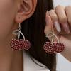 Новые креативные персонализированные серьги-пусеты в виде красной вишни с полным бриллиантом, персонализированные нишевые женские милые серьги для девушки
