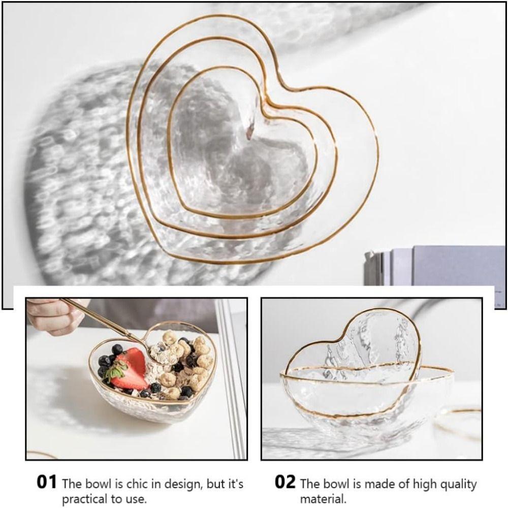 Стеклянная миска в форме сердца Неправильная тарелка для фруктов Креативное прозрачное блюдо для подачи Закуска