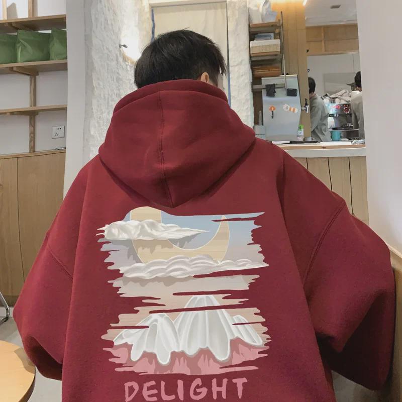 Мужская толстовка свободного покроя с принтом в стиле ретро Apricot - модная свободная толстовка на весну/осень для пар