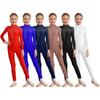 Girls Figure Skating Unitard Shiny Rhinestone Jumpsuit Sheer Mesh Long Sleeve