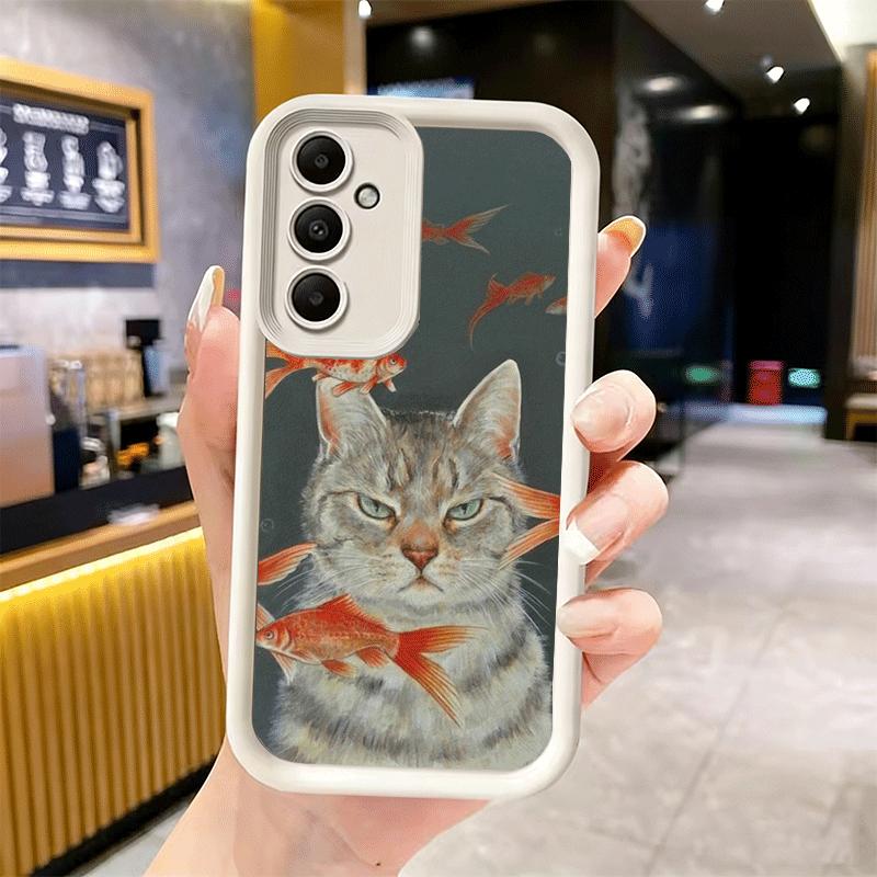 Чехол для телефона для Samsung Galaxy A17 A16 A15 A14 A13 Смешные кошки Модный стиль A56 A36 A26 A55 A35 A25 A54 A34 A24 A53 A33 A23 A07 A