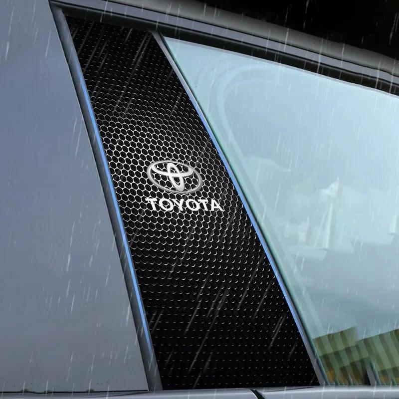 2 шт. Эмблема автомобиля Наклейка на центральную стойку Авто Наклейки для украшения дверей Для Toyota Chr Corolla Yaris Rav4 E150 E120 Land Cruiser 200