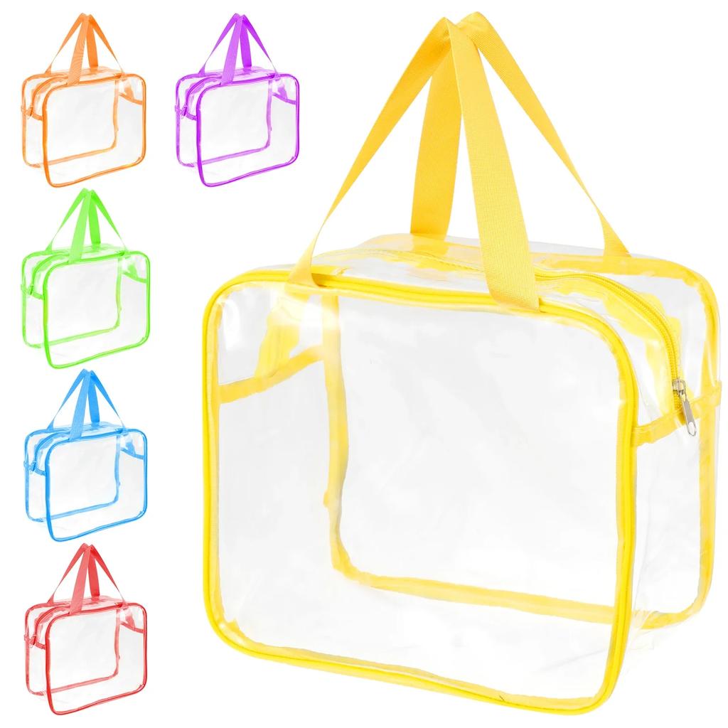 6 Pcs Puzzle Building Block Toy Storage Bags Children's Clear PVC Board Game Storage with Zipper and Handle Waterproof Toy Bag