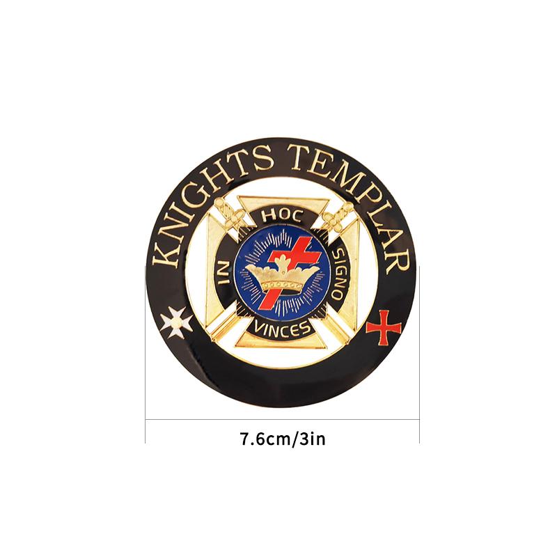 Masonic Car Emblem "KNIGHTS TEMPLAR "Badge Mason Freemason Size 3'' NO.8 Symbol Gift for Freemason Cloth Accessories