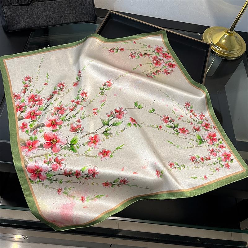 New 100% Natural Real Silk Scarf Women Bandana Square Scarves Wrap Kerchief Mulberry Fashion Luxury High Quality Hijab For Lady