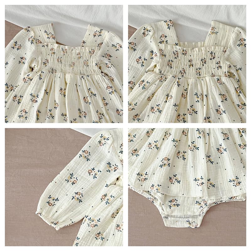 Coveralls Girls Floral Romper with Headband 90 [Sick Kids] Long-sleeved