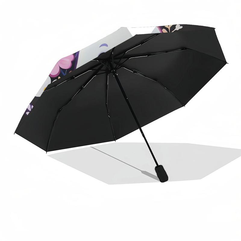 1pc Cute Ghost with Flowers Umbrella with Plastic Handle,Suitable for All Seasons UmbrellaPT585