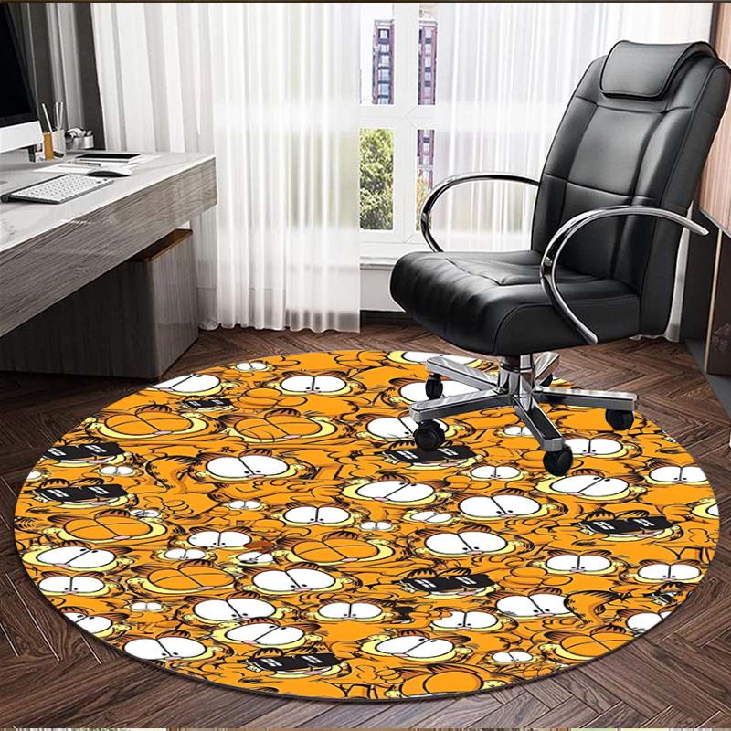 Garfield Print Round Rug, Washable Floor Carpet, For Entryway Dorm Laundry Room Office Study, Home Decor Birthday Christmas Gift
