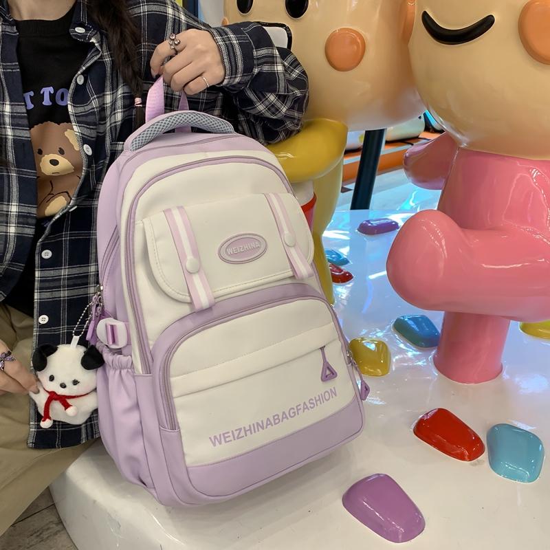 Студенческая школьная сумка, женский однотонный рюкзак для кампуса, рюкзак большой емкости