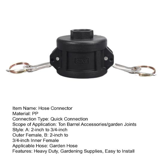 Gallon IBC Tote Adapter 2 Inch Camlock Fittings To 3/4 Inch Thread Water Tank Quick Connector Drain Garden Hose Adapter Gardening Supplies