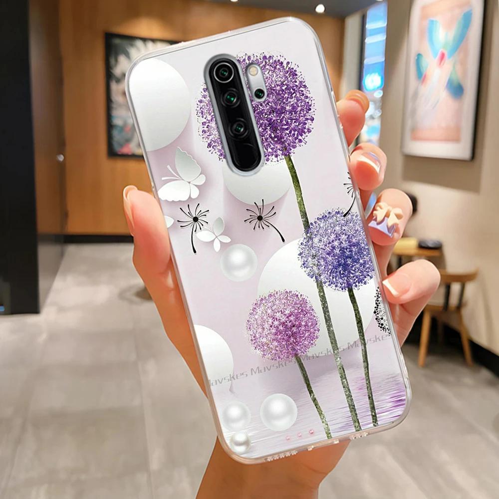Чехлы из ТПУ для Redmi Note 8 Pro Чехол Прозрачный Красивые Цветы Легкий Чехол для Xiaomi Redmi Note8 Pro Корпус Телефона Fundas