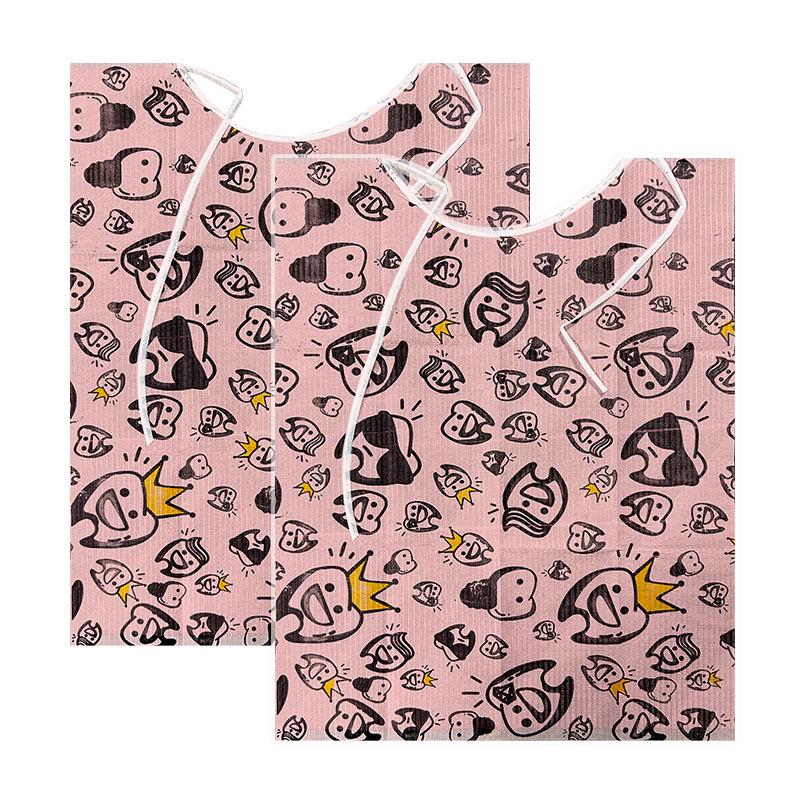 Nigf 100 Units/Pack Disposable Dental Bibs With Individual Ribbons, Blue Waterproof Leaves