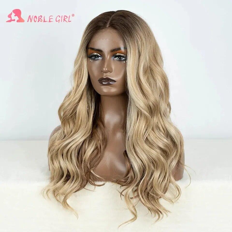 Синтетический парик фронта шнурка, длинный вьющийся волнистый бесклеевой парик, парик шнурка для женщин, парик фронта шнурка, коричневый парик, парик фронта шнурка, косплей парик
