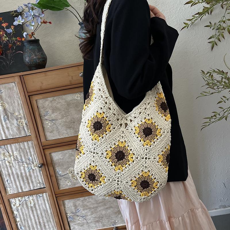 Премиальная плетеная сумка женская большой вместимости новая универсальная на плечо через плечо приморская пляжная сумка