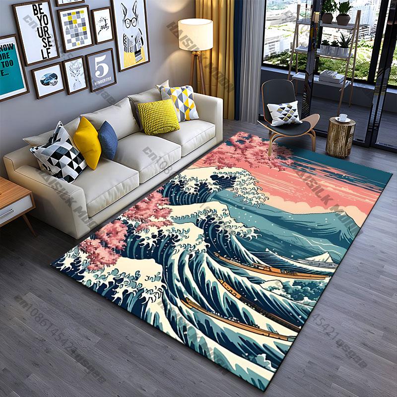 Nature waves mountain and harmony carpet Yoga living room room decor children's crawling mat doormat area rug games mat