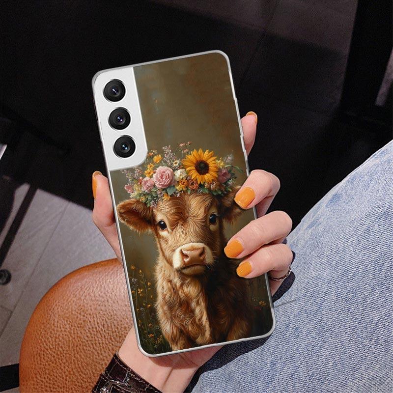 Милый чехол для телефона с изображением шотландской коровы для Samsung Galaxy S26 S25 Edge S23 S24 Ultra S22 Plus S21 S20 FE Уникальная крышка Мягкий чехол Galaxy S2