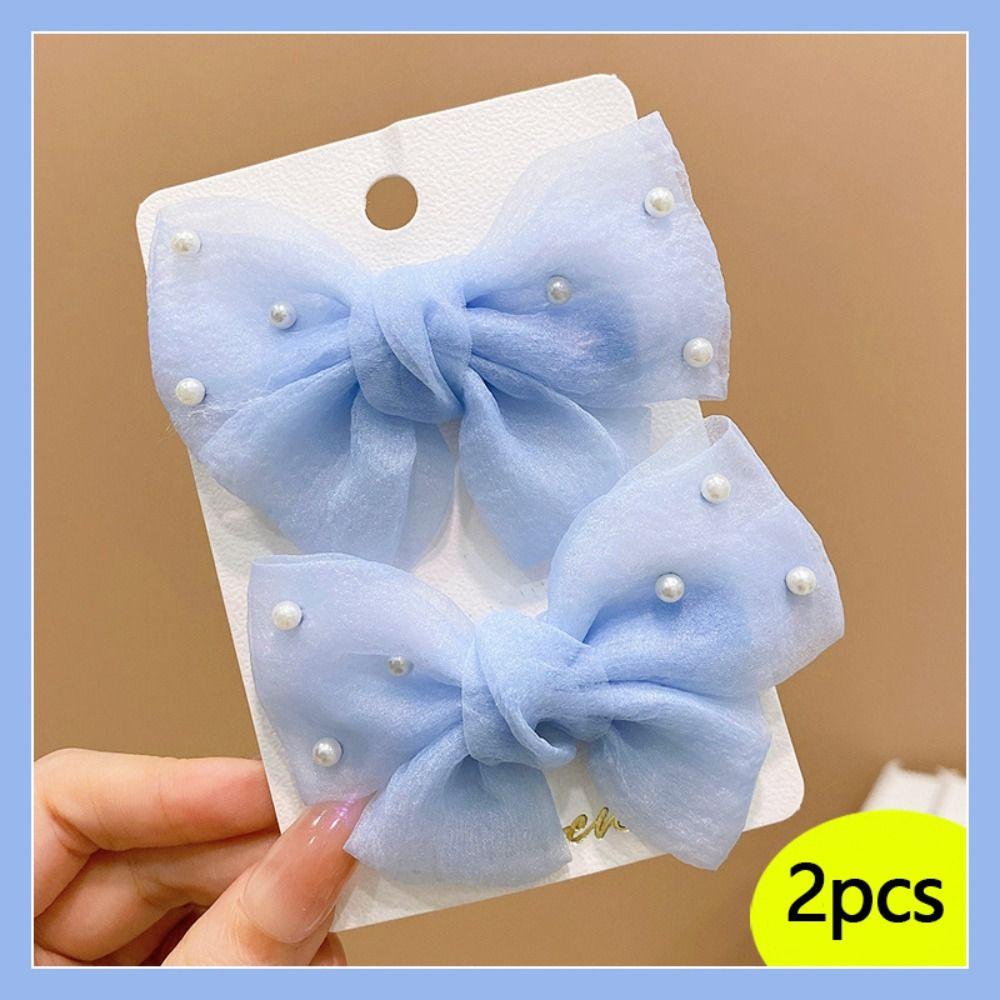 2 шт./набор заколки-банты для волос с искусственным жемчугом, многоцветные головные уборы, новые боковые заколки