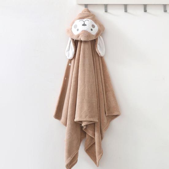 Hooded Baby Towel Button-up Absorbent Bathrobe Cartoon Animal Coral Velvet Cape Towel for Girls Boys Toddlers Home Pool Use
