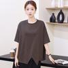DIMANAF 2025 Летняя Футболка Большого Размера Однотонная Женская с Коротким Рукавом на Длинных Пуговицах Свободные Топы Футболки