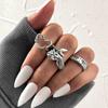 iF ME Punk Vintage Silver Color Poker Billiards Ring Set for Women Gothic Heart Anillos Hip Hop Y2k Korean Fashion Male Gift Jewelry