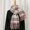 Long Heart Thickened Scarf Acrylic Fibers Tassel Shawl Large Plaid Knitted Scarf  Autumn