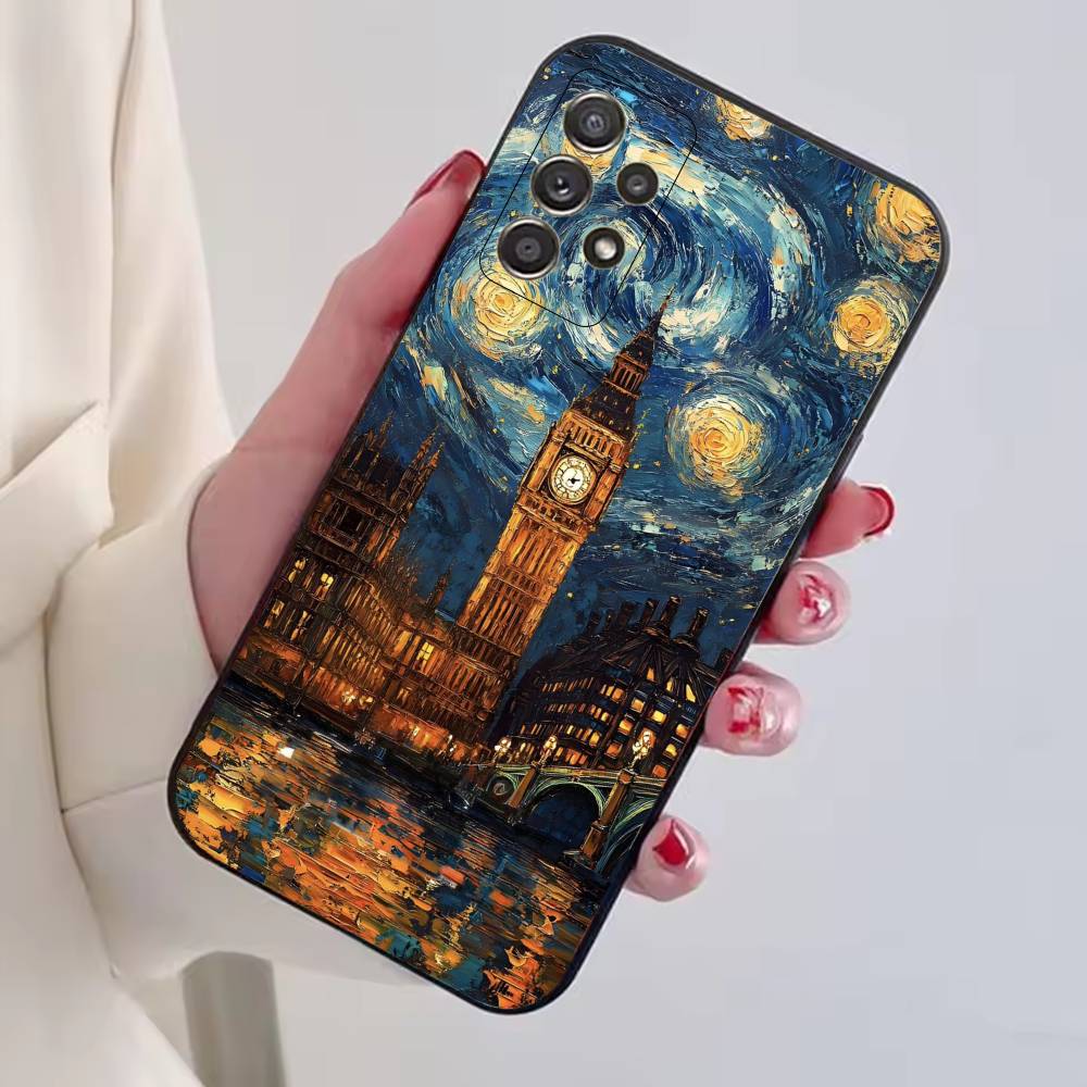 Чехол для телефона Van Gogh A-Art Эстетичный для Samsung S25, S24, S21, S22, S23, S30, Ultra, S20, Plus, Fe, Lite, Note, 10, Черная крышка