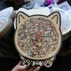 Сложная деревянная пазл-картина с кошкой - Милая плотная узорная доска-игрушка и настольное украшение