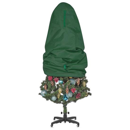 Upright Christmas Tree Cover Tear Resistant Xmas Tree Storage Cover with Drawstring Zippered Dustproof Storage Bag for 5Ft or 9Ft Standing Artificial