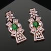 Stunning Rose Gold Plated CZ Green Stone Earrings For Women