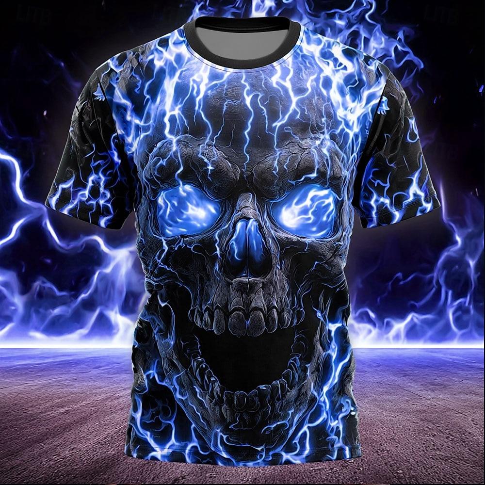 Летние футболки с 3D-принтом Череп Славы Streetwear Мужская мода Повседневные Оверсайз С круглым вырезом С коротким рукавом Футболки Топы Одежда