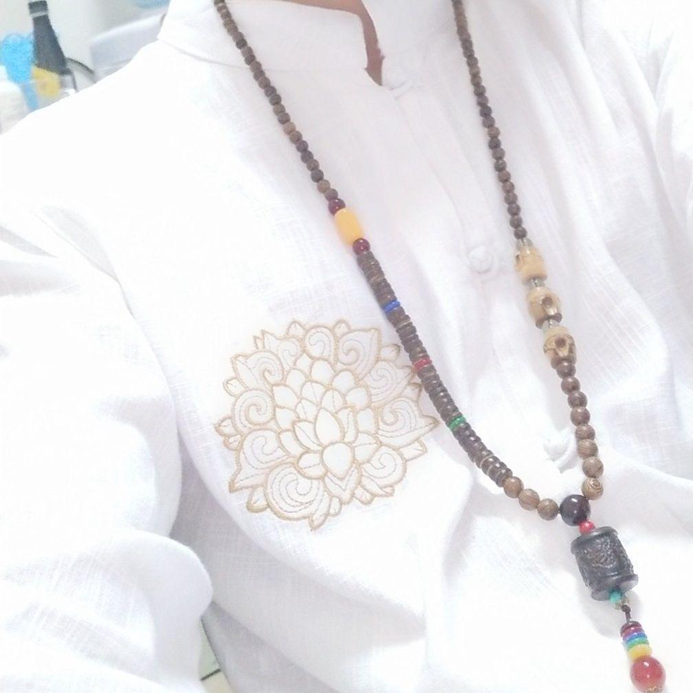 Unisex Tibetan Ethnic Necklace: Versatile, Retro-Style Jewelry with Wooden Accents for Cotton and Linen Outfits