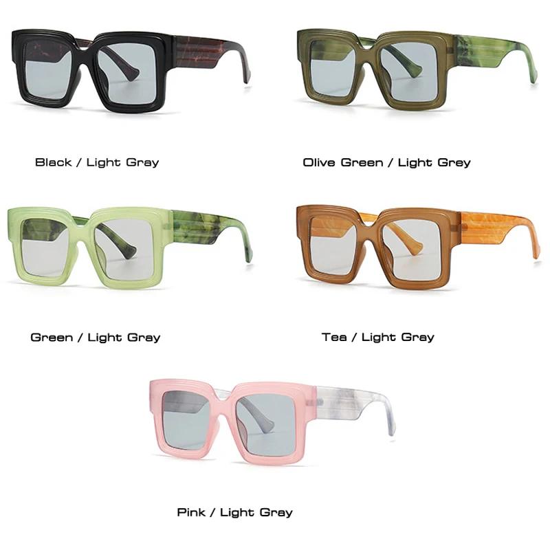 SHAUNA Fashion Oversized Square Candy Color Women Sunglasses Retro Clear Light Gray Eyewear Men Green Pink Wide Legs Sun Glasses